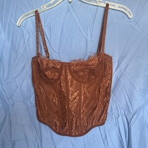 Elegant Brown Lace Camisole